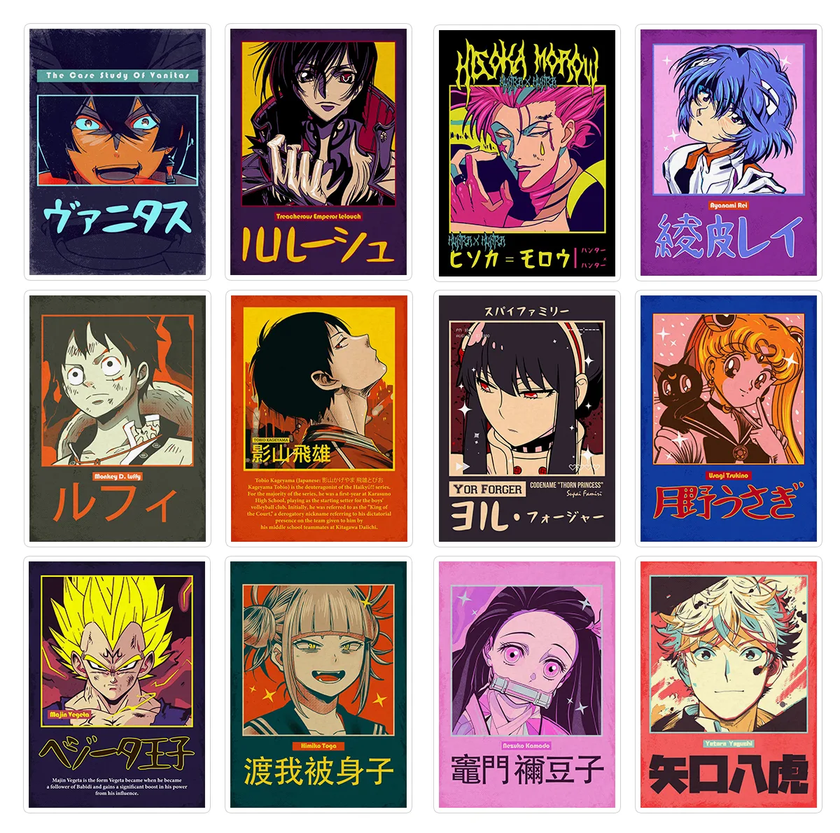 استیکر لپ تاپ ماسا دیزاین طرح ANIME کد COL029 مجموعه 12 عددی