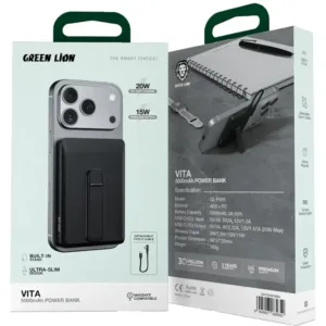 پاوربانک بیسیم 22.5 وات گرین لاین مدل Vita ظرفیت 5000 میلیآمپرساعت به همراه کابل USB-C