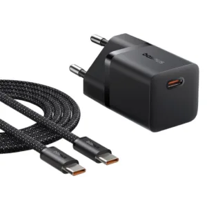 شارژر دیواری 25 وات بیسوس مدل GaN5 mini به همراه کابل تبدیل تایپ سی