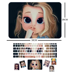 استیکر لپ تاپ راتیانا مدل cute girl 01 مناسب برای لپ تاپ 15 تا 17 اینچ به همراه برچسب حروف فارسی کیبورد