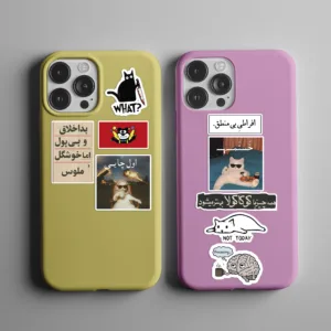 استیکر لپ تاپ و موبایل طرح بامزه مجموعه 16 عددی