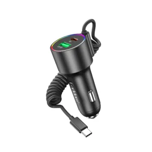 شارژر فندکی 83 وات دو پورت ارلدام مدل CC44 به همراه کابل USB-C