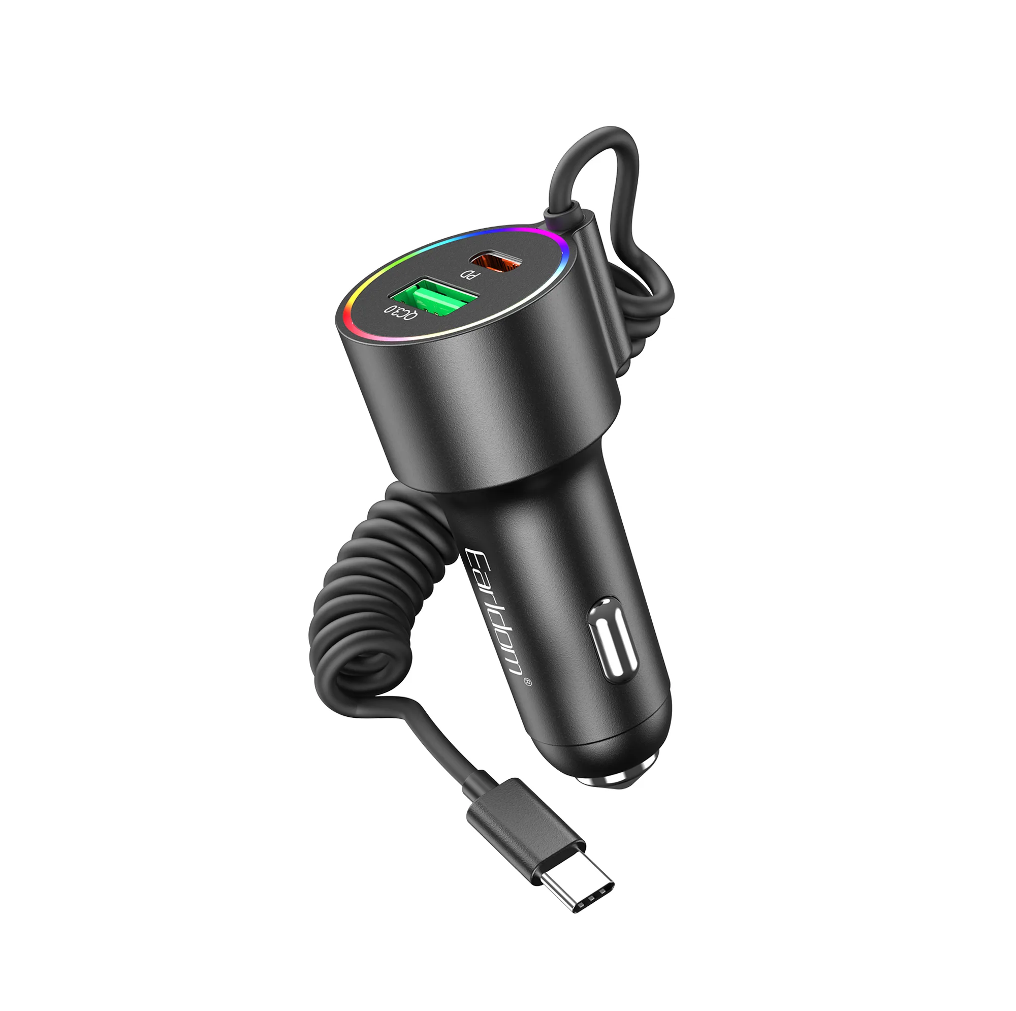شارژر فندکی 83 وات دو پورت ارلدام مدل CC44 به همراه کابل USB-C