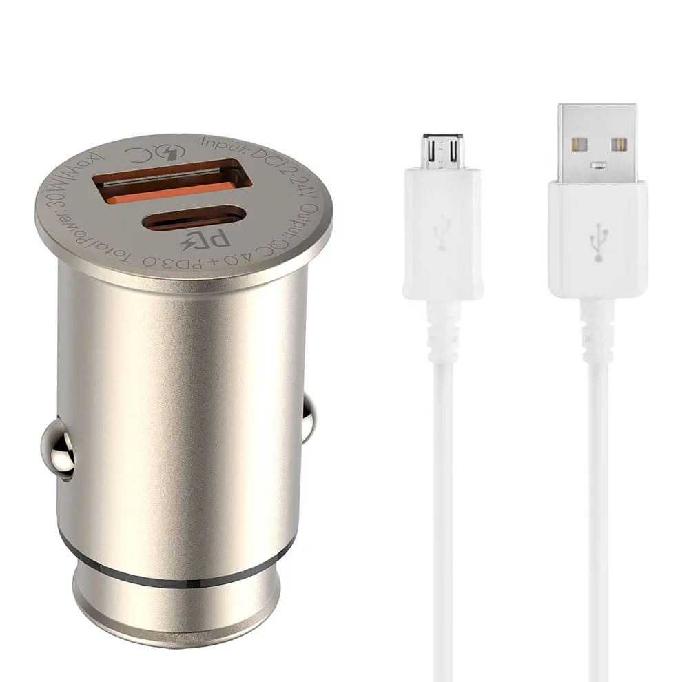 شارژر فندکی الدینیو مدل C506Q به همراه کابل تبدیل microUSB