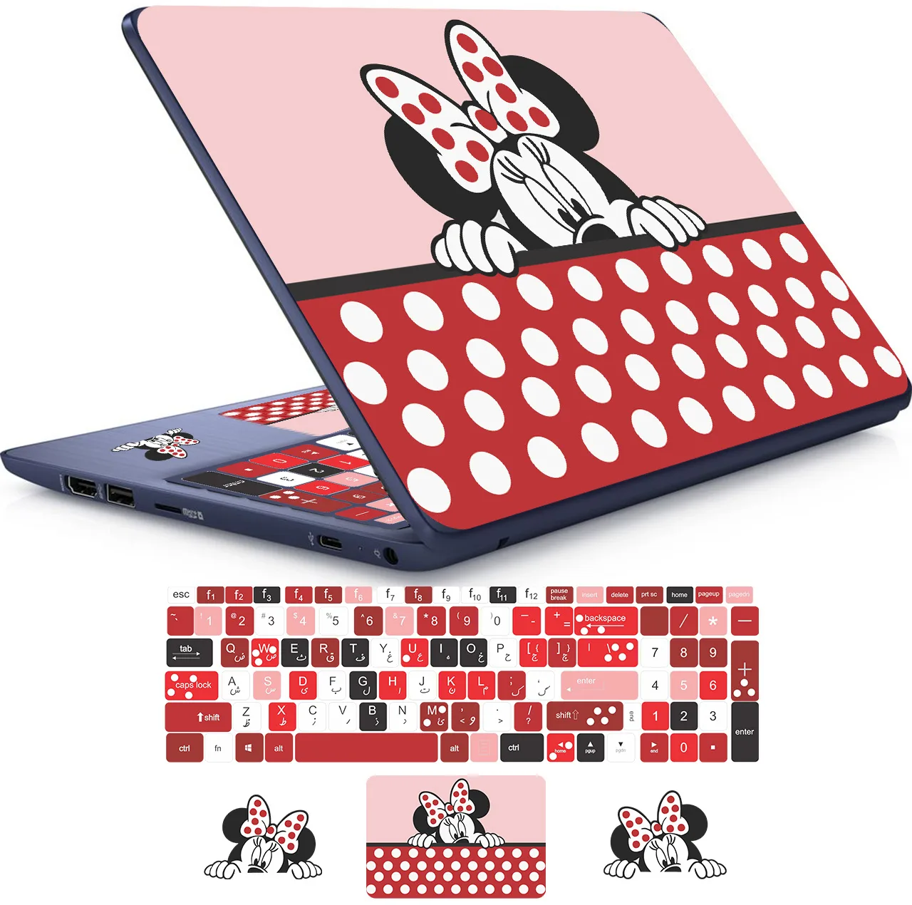 استیکر لپ تاپ راتیانا مدل mickey mouse6 مناسب برای لپ تاپ 15 تا 17 اینچ به همراه برچسب حروف فارسی کیبورد