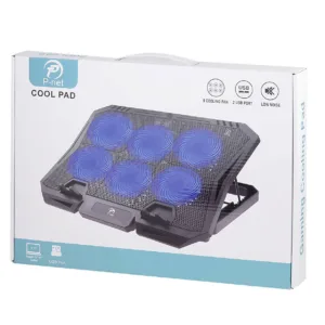 پایه خنک‌کننده لپ‌تاپ پی نت مدل P.806 دارای شش عدد فن مناسب برای لپ تاپ‌های 14تا 18 اینچ