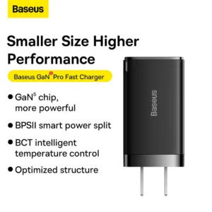 شارژر دیواری باسئوس مدل GAN5 PRO 65W به همراه کابل USB-C