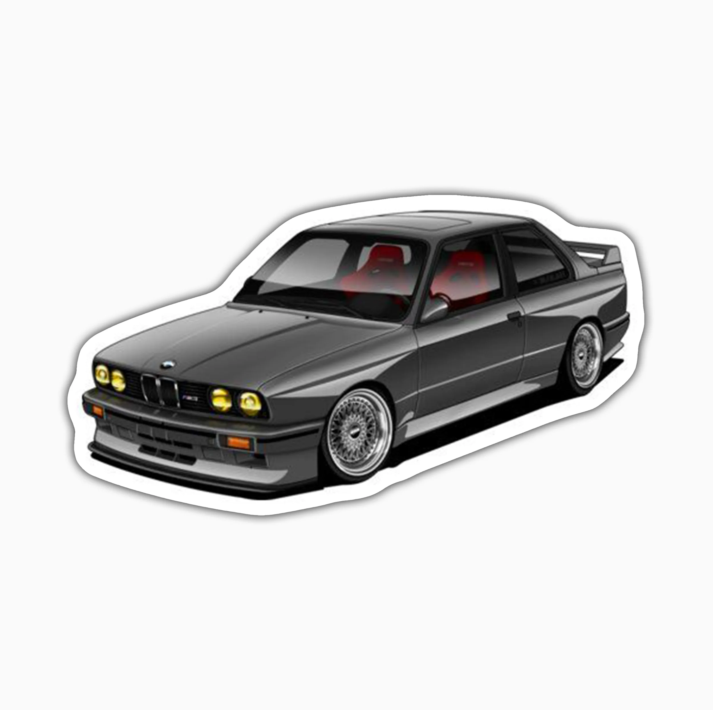 استیکر لپ تاپ و موبایل بووم طرح ماشین مدل BMW خاکستری کد ZX017