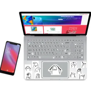 استیکر لپ تاپ راتیانا مدل فلورک 04 مناسب برای لپ تاپ 15 تا 17 اینچ به همراه برچسب حروف فارسی کیبورد