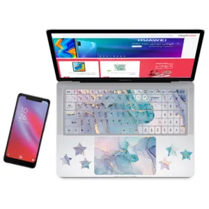 استیکر لپ تاپ راتیانا مدل be_uty marble23 مناسب برای لپ تاپ 15 تا 17 اینچ به همراه برچسب حروف فارسی کیبورد