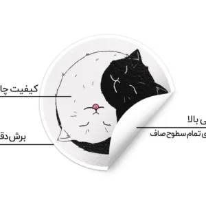 استیکر لپ تاپ ماسا دیزاین طرح گربه سیاه و سفید مدل STK781