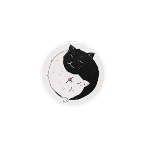 استیکر لپ تاپ ماسا دیزاین طرح گربه سیاه و سفید مدل STK781