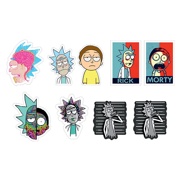 استیکر لپ تاپ طرح Rick&Morty کد 01 مجموعه 9 عددی