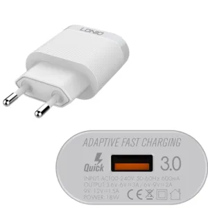 شارژر دیواری الدینیو مدل A303Q به همراه کابل تبدیل USB-C
