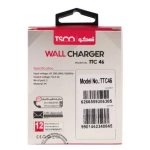 شارژر دیواری تسکو مدل TTC 46 به همراه کابل تبدیل microUSB