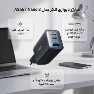 شارژر دیواری 65 وات انکر مدل A2667 Nano 2