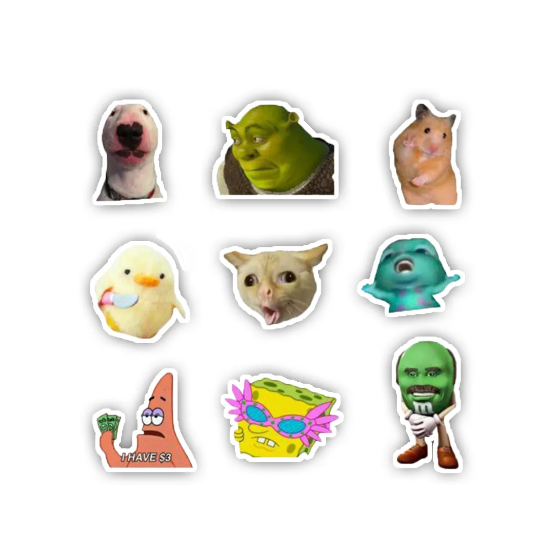 استیکر لپ تاپ و موبایل گوفی طرح خنده دار مدل Sherek 1 مجموعه 9 عددی