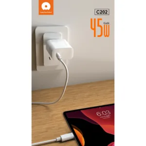 شارژر دیواری 45 وات دبلیو یو دبلیو مدل C202 به همراه کابل تبدیل USB-C