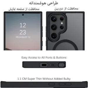 کاور بادی قاب مدل مگ سیف مات طرح Magsafe مناسب برای گوشی موبایل سامسونگ Galaxy S24 Ultra