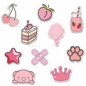استیکر لپ تاپ راتیانا مدل 01 pink pack مجموعه  10 عددی