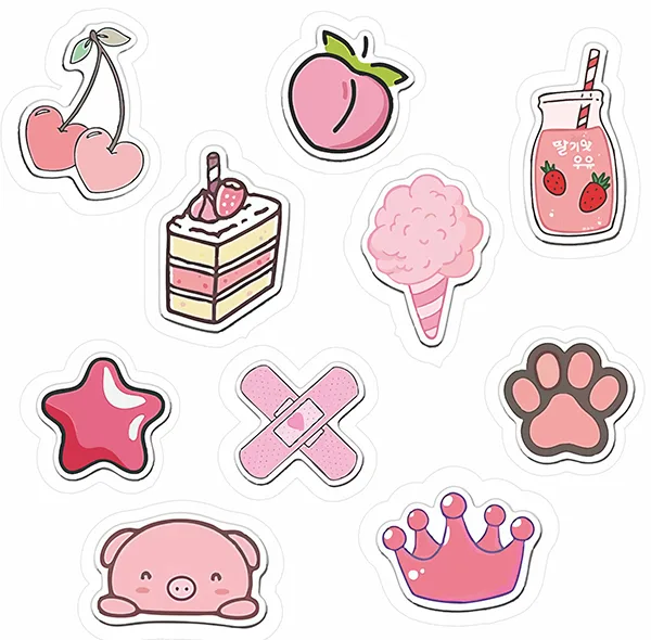 استیکر لپ تاپ راتیانا مدل 01 pink pack مجموعه  10 عددی