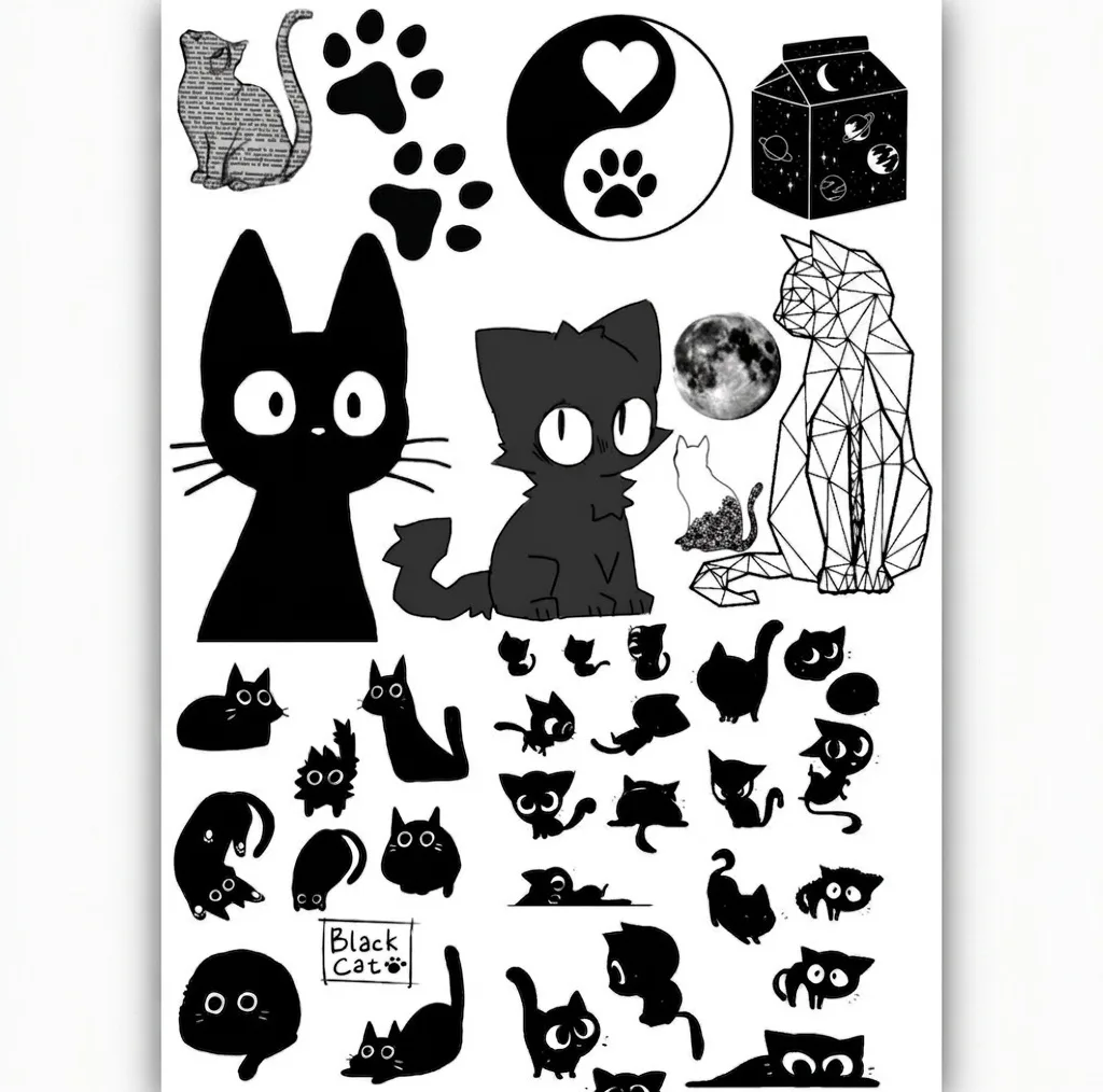 استیکر طرح black cat مجموعه 40 عددی