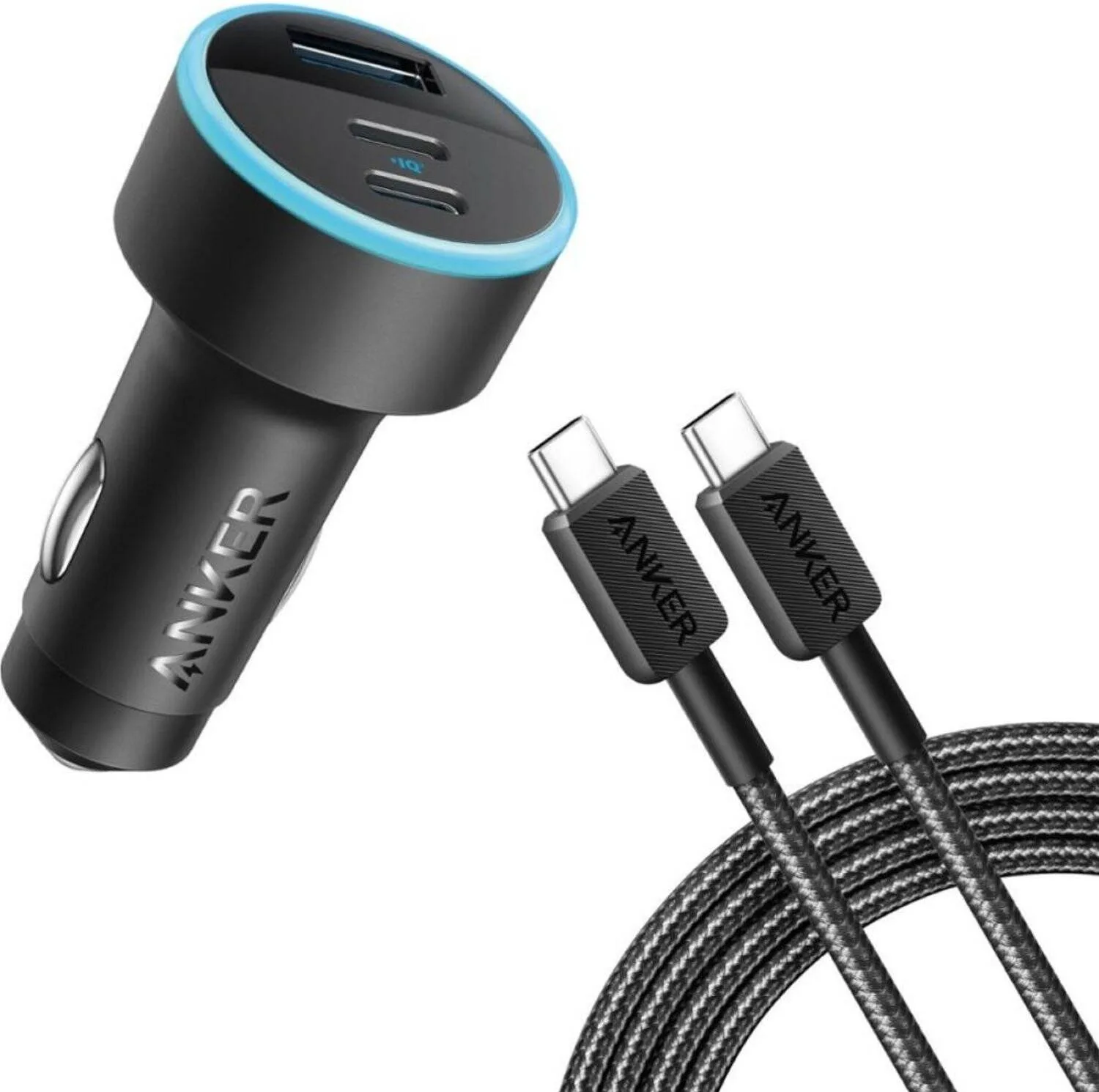 شارژر فندکی 67 وات سه پورت انکر مدل A2736H11 به همراه کابل usb c