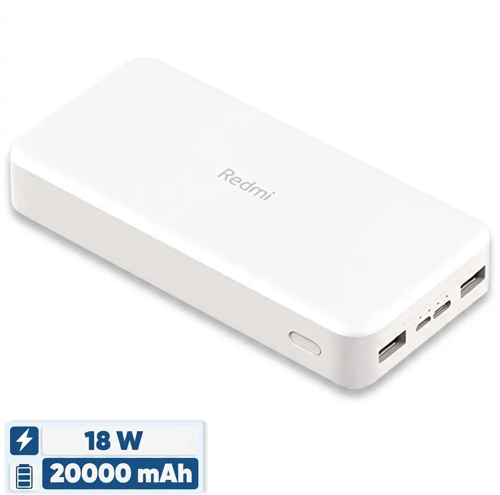 پاوربانک 18 وات شیائومی مدل Redmi ظرفیت 20000 میلی‌آمپرساعت
