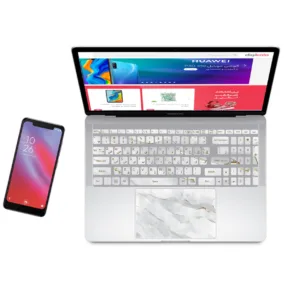 استیکر لپ تاپ مدل marble کد03 مناسب برای لپ تاپ 15 تا 17 اینچی به همراه برچسب حروف فارسی کیبورد