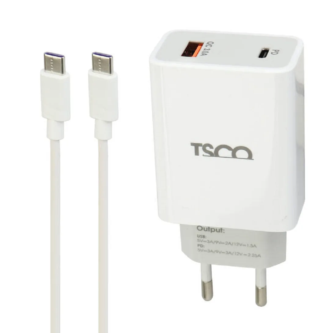 شارژر دیواری تسکو مدل TTC60 به همراه کابل تبدیل USB-C