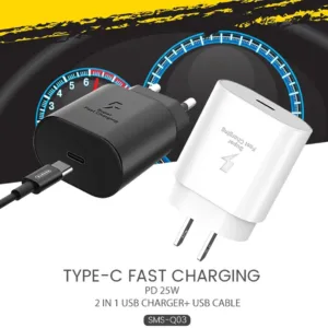 شارژر دیواری 25 وات سوموس تل مدل A16 FAST Q03 به همراه کابل USB-C