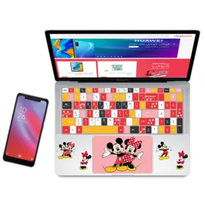 استیکر لپ تاپ راتیانا مدل mickey mouse مناسب برای لپ تاپ 15 تا 17 اینچ به همراه برچسب حروف فارسی کیبورد