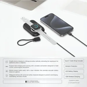 پاوربانک گرین لاین مدل 3IN1 MAGSAFE PD 20W ظرفیت 10000میلی آمپر ساعت