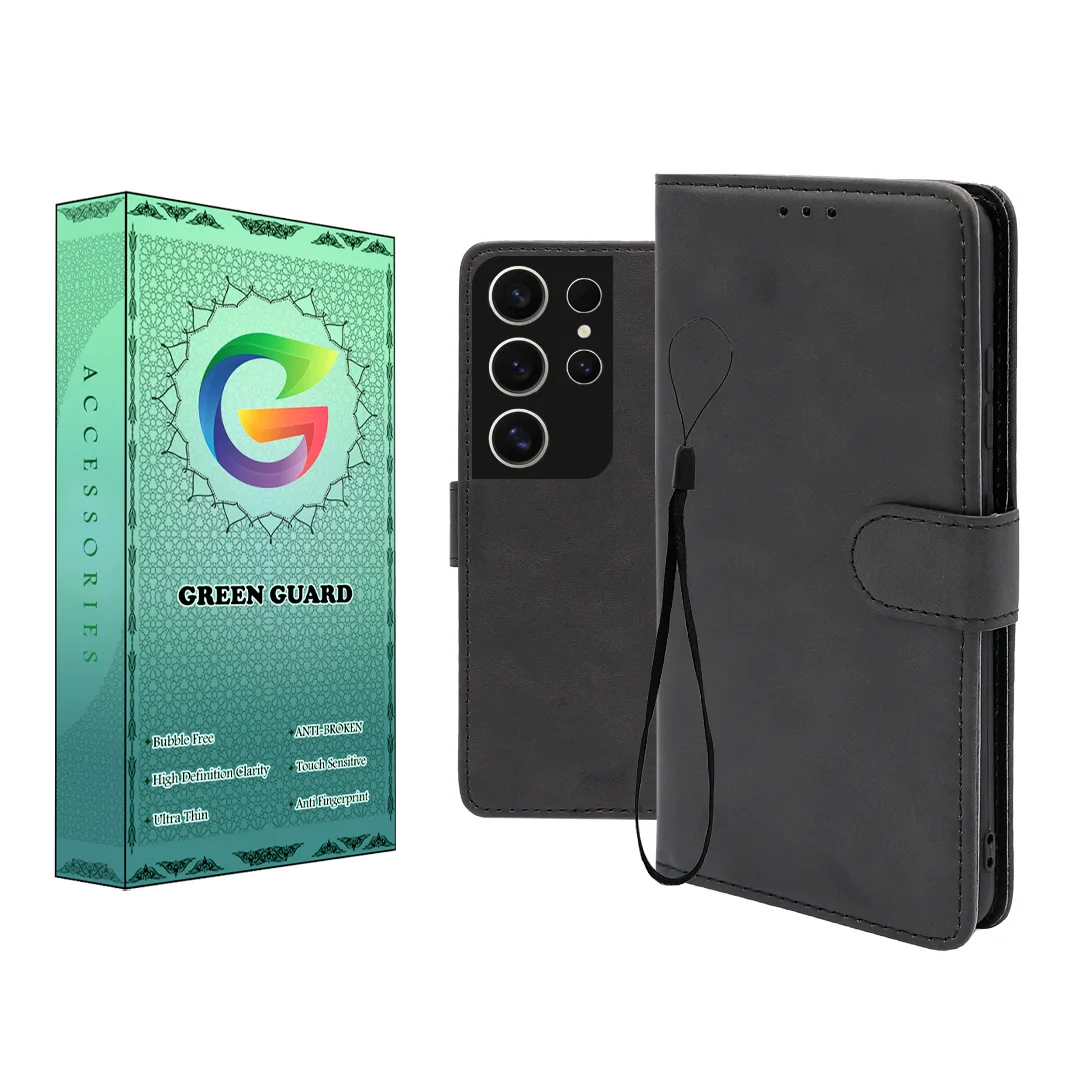 کیف کلاسوری گرین گارد طرح چرمی مدل Landing مناسب برای گوشی موبایل سامسونگ Galaxy S24 Ultra به همراه بند آویز