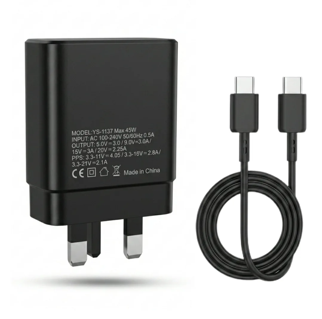 شارژر دیواری 45 وات یس پلاس مدل SUPER FAST 45W به همراه کابل USB-C به طول 1 متر