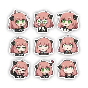 استیکر لپ تاپ و موبایل گوفی طرح انیمه جاسوس و خانواده مدل Spy Girl 1 مجموعه 9 عددی