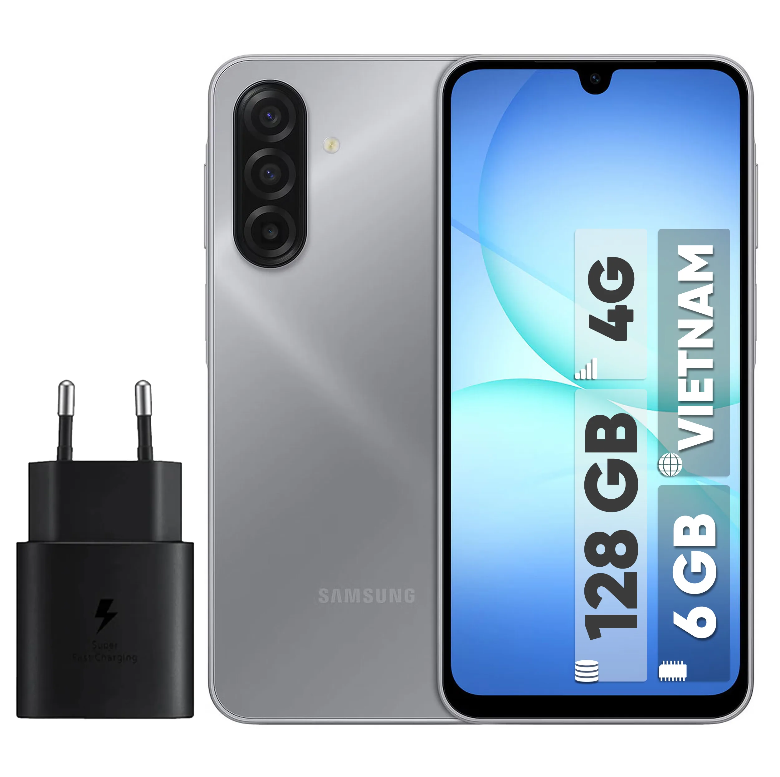 گوشی موبایل سامسونگ مدل Galaxy A17 4G دو سیم کارت ظرفیت 128 گیگابایت و رم 6 گیگابایت - ویتنام به همراه شارژر 25 وات سامسونگ