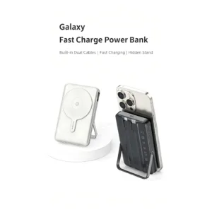 پاوربانک 20 وات رسی مدل RPB-W27 ظرفیت 10000 میلی‌آمپر‌ساعت به همراه کابل متصل USB-C و لایتنینگ