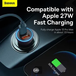شارژر فندکی 60 وات بیسوس مدل CCJDZ-MC 60W