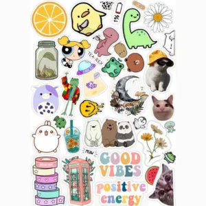 استیکر لب تاپ طرح positive energy مجموعه 37 عددی