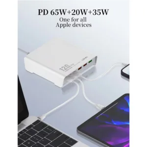 شارژر رومیزی 120وات الدینیو مدل HUB CHARGER Q605
