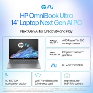 لپ‌تاپ 14 اچ‌ پی مدل OmniBook Ultra 14 fd0002na-Ryzen AI 9 365-32GB LPDDR5X-512GB SSD-Touch-2.2K-Backlit - کاستوم شده