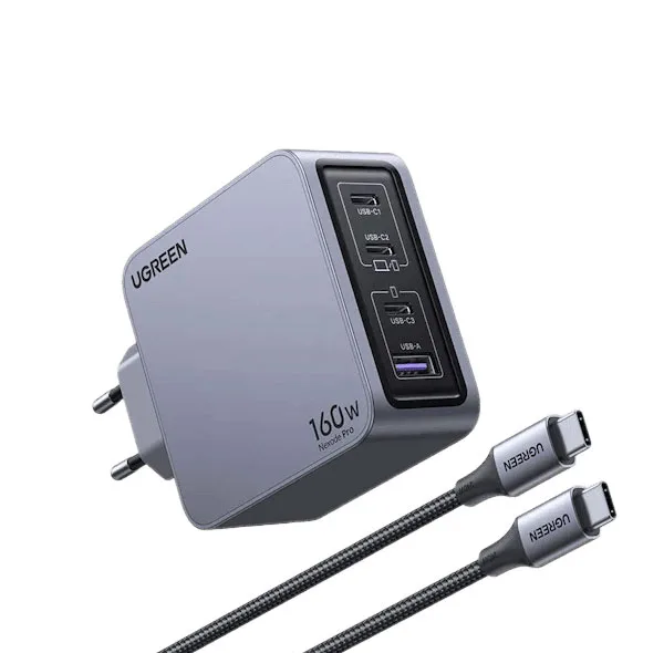 شارژر دیواری 160 وات یوگرین مدل X763-25877 به همراه کابل تبدیل USB-C