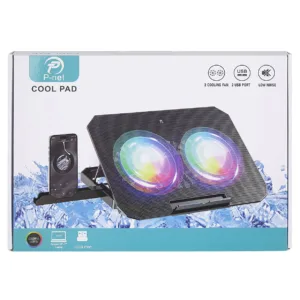 پایه خنککننده لپتاپ پی نت مدل p705 دارای دو عدد فن مناسب برای لپ تاپهای 16 تا 17 اینچی، 14.1 تا 15.6 اینچی، 13.1 تا 14 اینچی