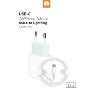 شارژر دیواری 20 وات دبلیو یو دبلیو مدل IPHONE 14 به همراه کابل تبدیل لایتنینگ