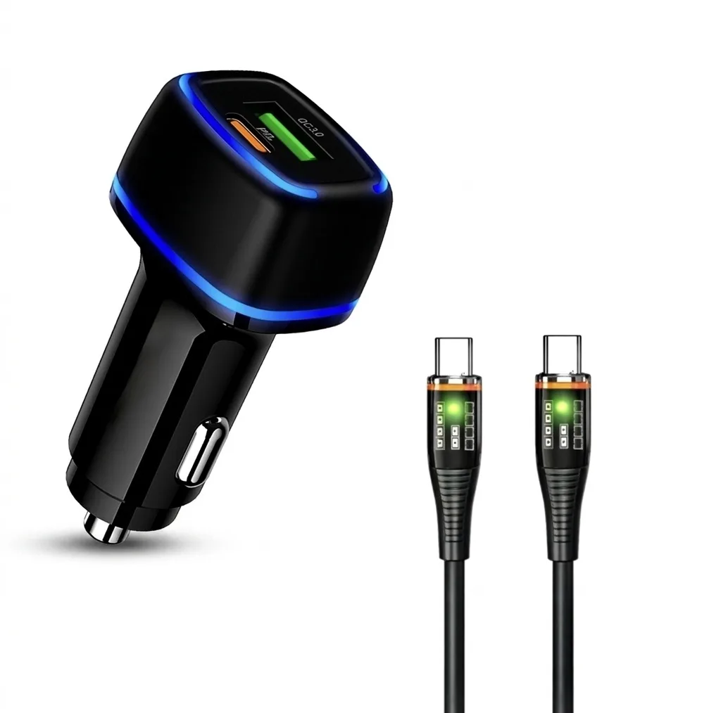 شارژر فندکی 60 وات دو پورت فرست یو مدل F022 به همراه کابل USB-C