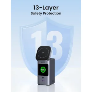 پاور بانک بی سیم 145 وات یوگرین مدل 35527 ظرفیت 20000 میلی آمپر ساعت همراه با کابل USB-C