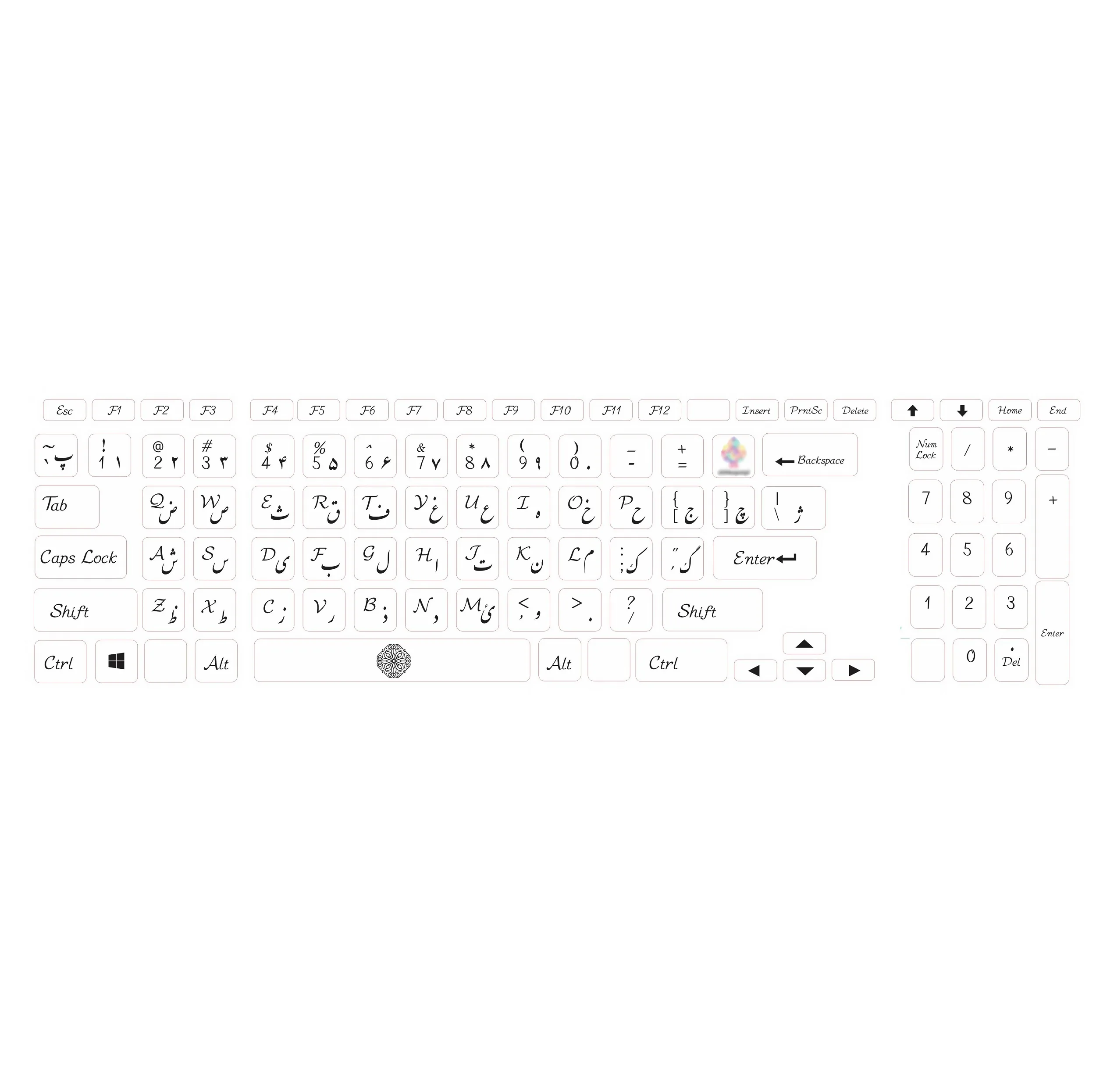 برچسب کیبورد حروف فارسی کد 075