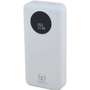 پاوربانک 22.5 وات یوشیتا مدل YP-022 ظرفیت 20000 میلی‌آمپر‌ساعت به همراه کابل تبدیل USB به USB-C و کاور