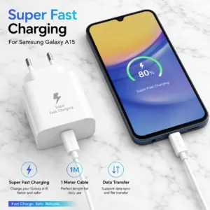شارژر دیواری 25 وات توکی مدل Galaxy A15 به همراه کابل USB-C